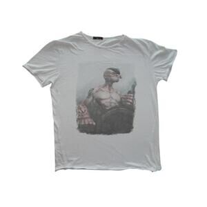 Men's White Graphic T-Shirt with Popeye Print